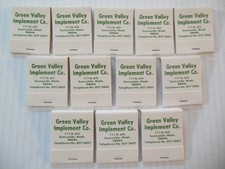 Twelve John Deere Green Valley Implement Co., Sunnyside, Washington Matchbooks