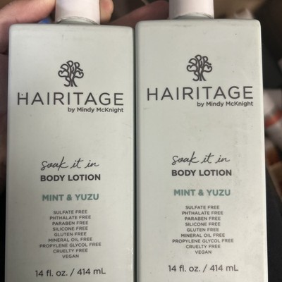 2 Pack Hairitage Mindy McKnight Soak It In Body Lotion Mint & Yuzu 14oz