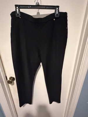 Michael Kors Elastic Band Pull On Pants Women Sz XXLBlack Knit Mid Rise Straight