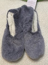 Auden Women's Faux Fur Slipper Socks with Grippers, Dark Blue Size M/L 8-10 