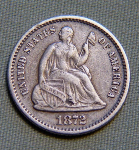 1872 Seated Liberty United States Half Dime EF XF Details - Lot 1411