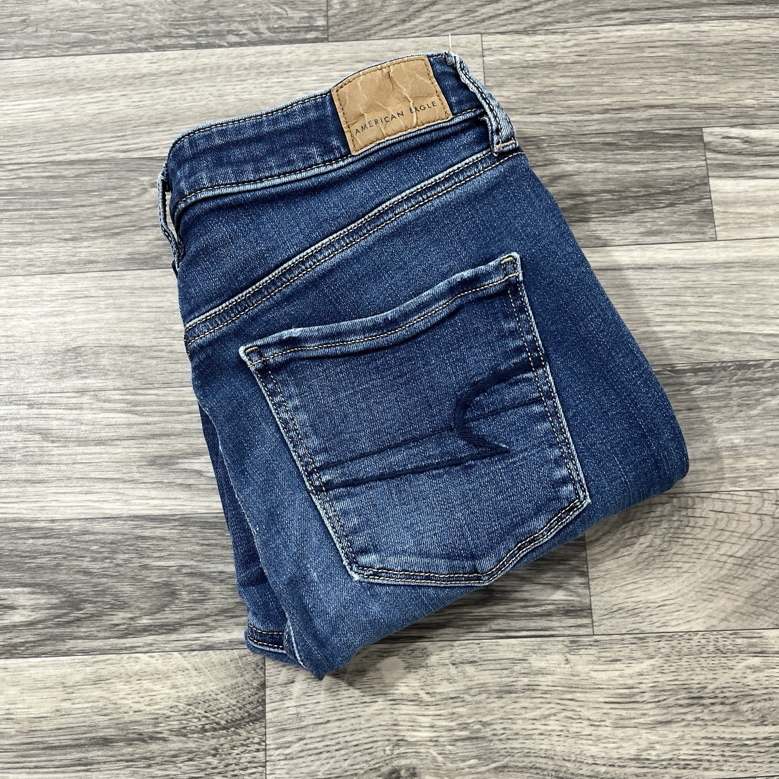 American Eagle Blue Dark Wash Super Hi-Rise Jegging Denim Jeans Women's 4 Short