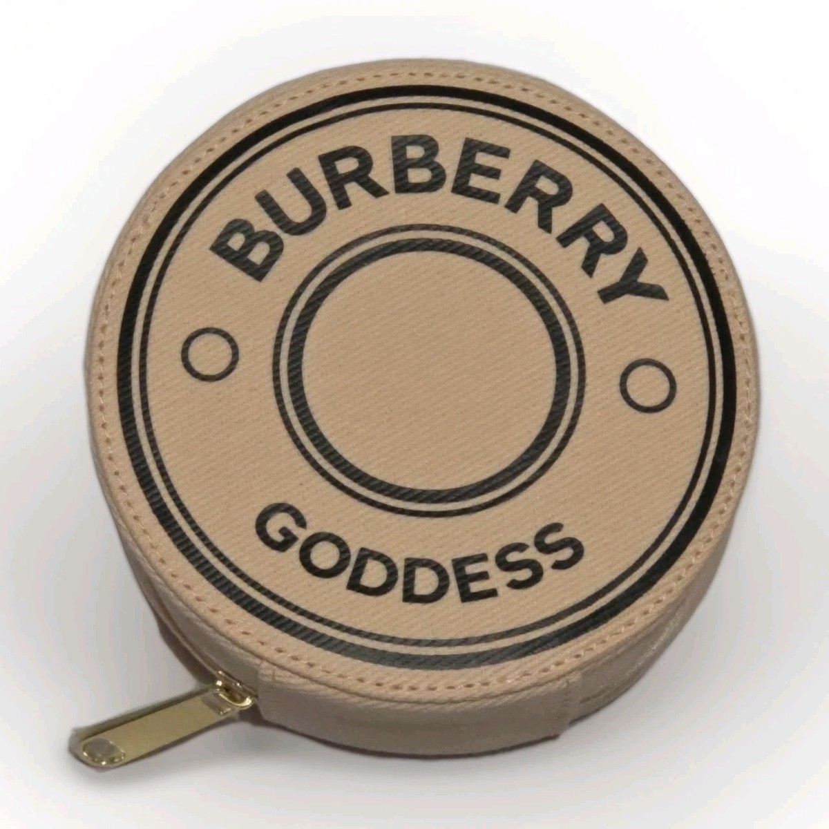 Burberry Goddess Beige Pouch Makeup Jewelry Travel Round Zip 5