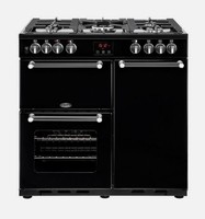 BELLING Farmhouse 90DFT Dual Fuel Range Cooker - Black & Chrome 444444121