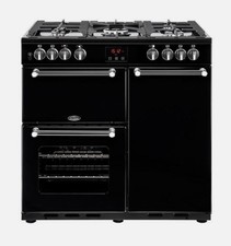 BELLING Farmhouse 90DFT Dual Fuel Range Cooker - Black & Chrome 444444121
