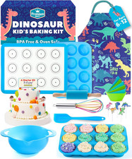 14-Piece Kids Baking Set   Dinosaur Chef Kit with Real Utensils   Fun Cooking Gi