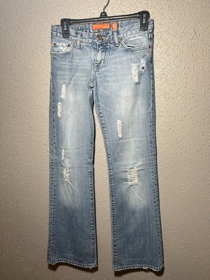Colin's Jeans Zoe Distressed Flare Jeans Medium Wash Low Rise 0/25 Inseam 33 