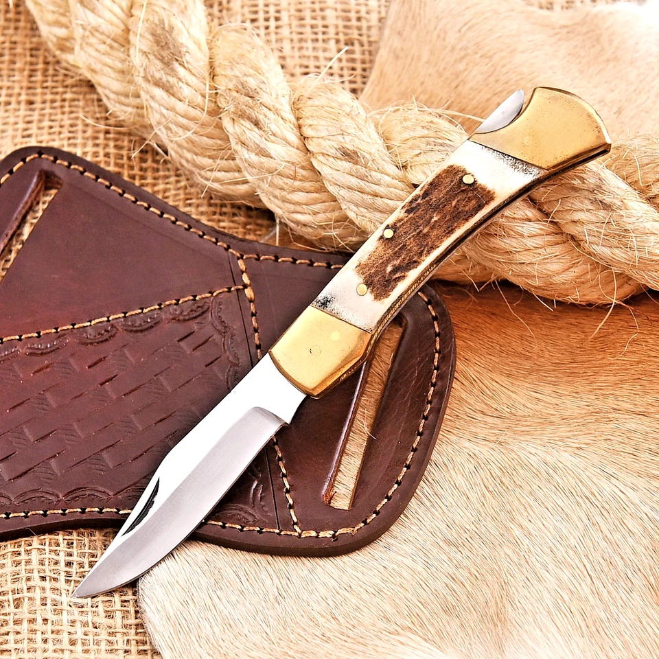 NAVAJA DE BOLSILLO PLEGABLE FORJADA A MANO DE ACERO INOXIDABLE J2 HECHA A MEDIDA BLOQUEO TRASERO HH-158 Foto 2 de 4