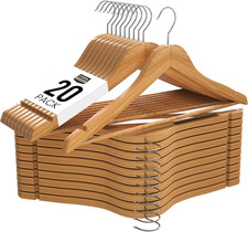 Premium Wooden Hangers 20 Pack - Heavy Duty  Durable Coat Hanger - Wood Hanger