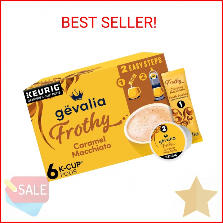 Gevalia Frothy 2-Step Caramel Macchiato Espresso K-Cup Coffee Pods & Froth Packe