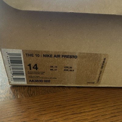 Nike Air Presto Off-White/Black Size 14 Brand New 100% Authentic with Box