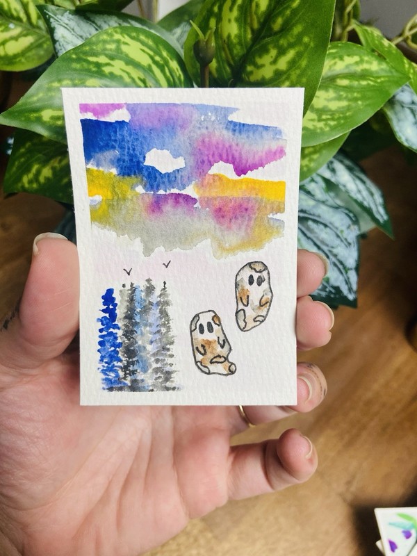 ACEO TWIN COW GHOSTIES
