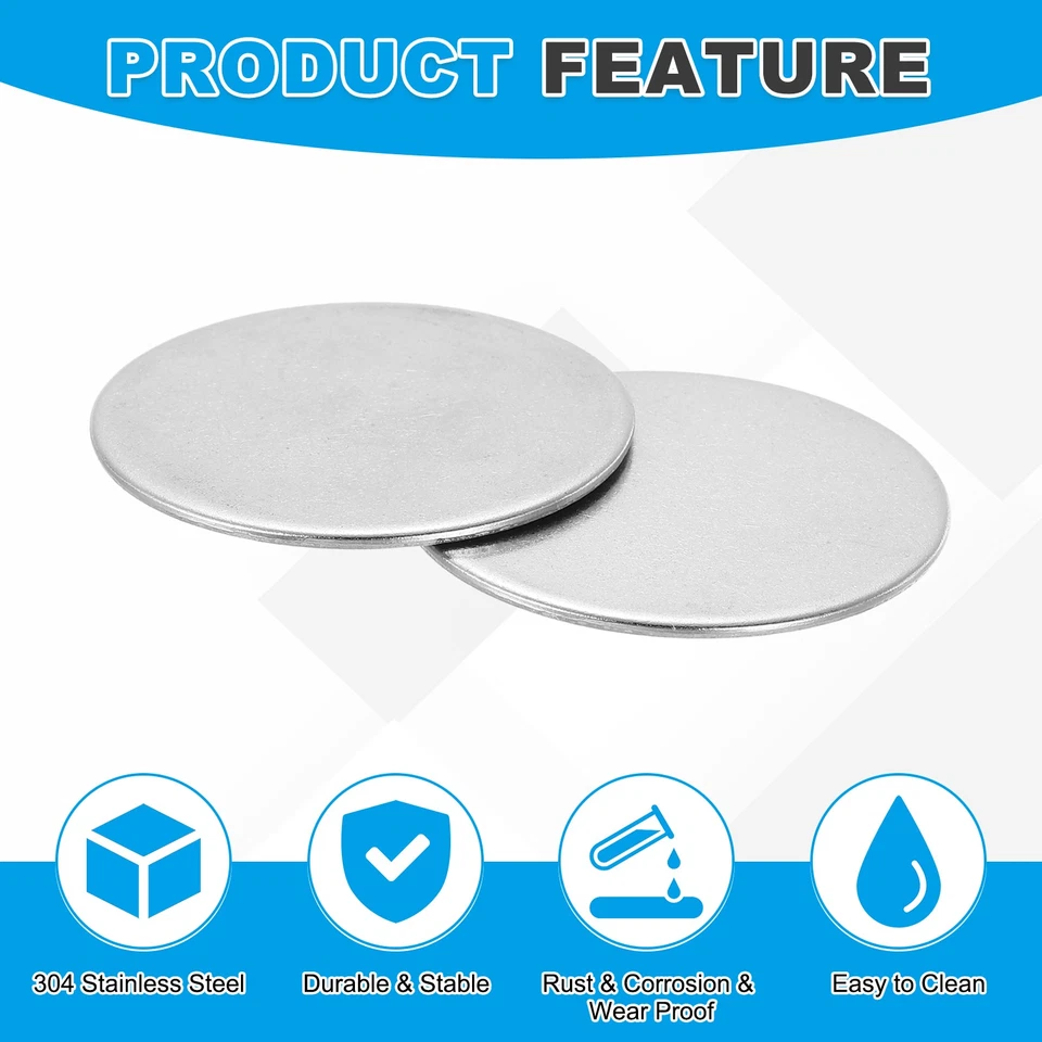 Stainless Steel Disc, 3 1/5" Dia.x0.08" Thick Stamping Blanks Tags Pack of 4 Foto 3 de 4