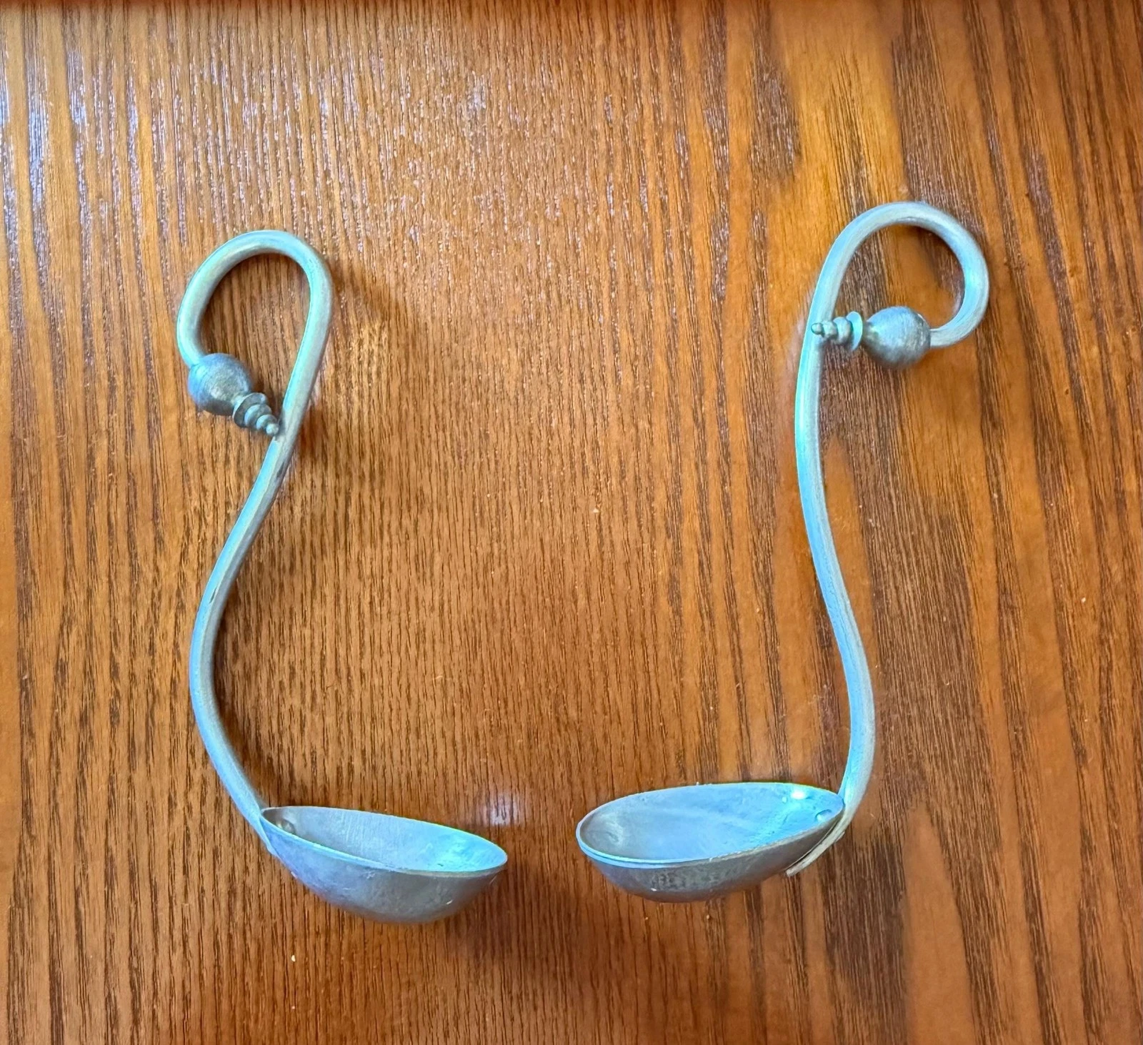 Vintage Aluminum Curved Handle Condiment Spoons | Mid-Century Scoop Ladles