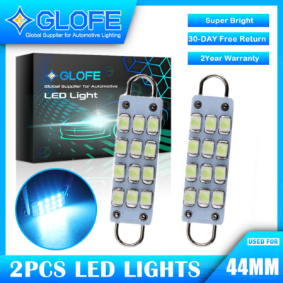 2X 44mm Rigid Loop Festoon LED Ice Blue Interior Light Bulb For Chrysler 300