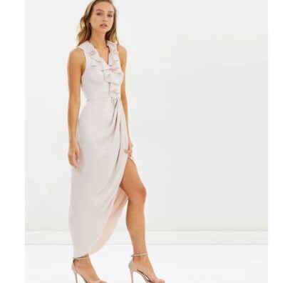 shona joy cocktail draped maxi dress Shona Joy Cocktail Draped Dress in Seaweed