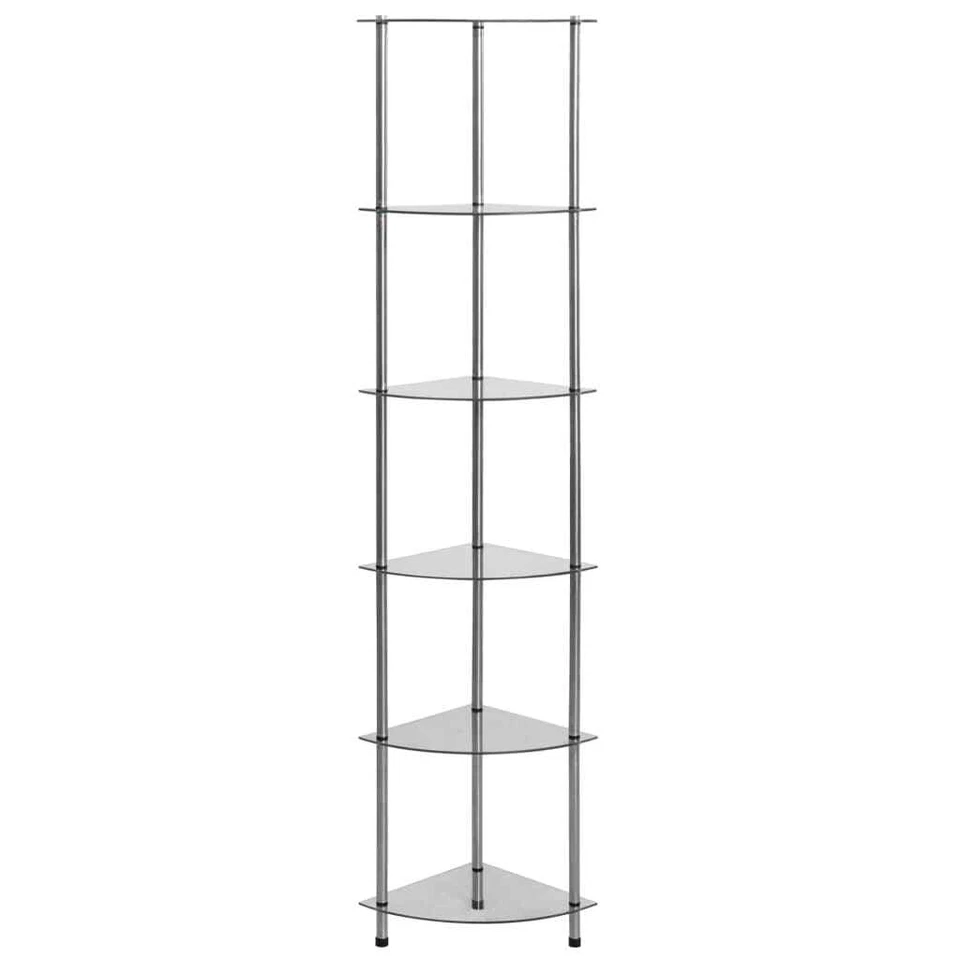 vidaXL Scaffale a 6 Livelli Trasparente 30x30x160 cm Vetro Temperato - Immagine 4 di 4