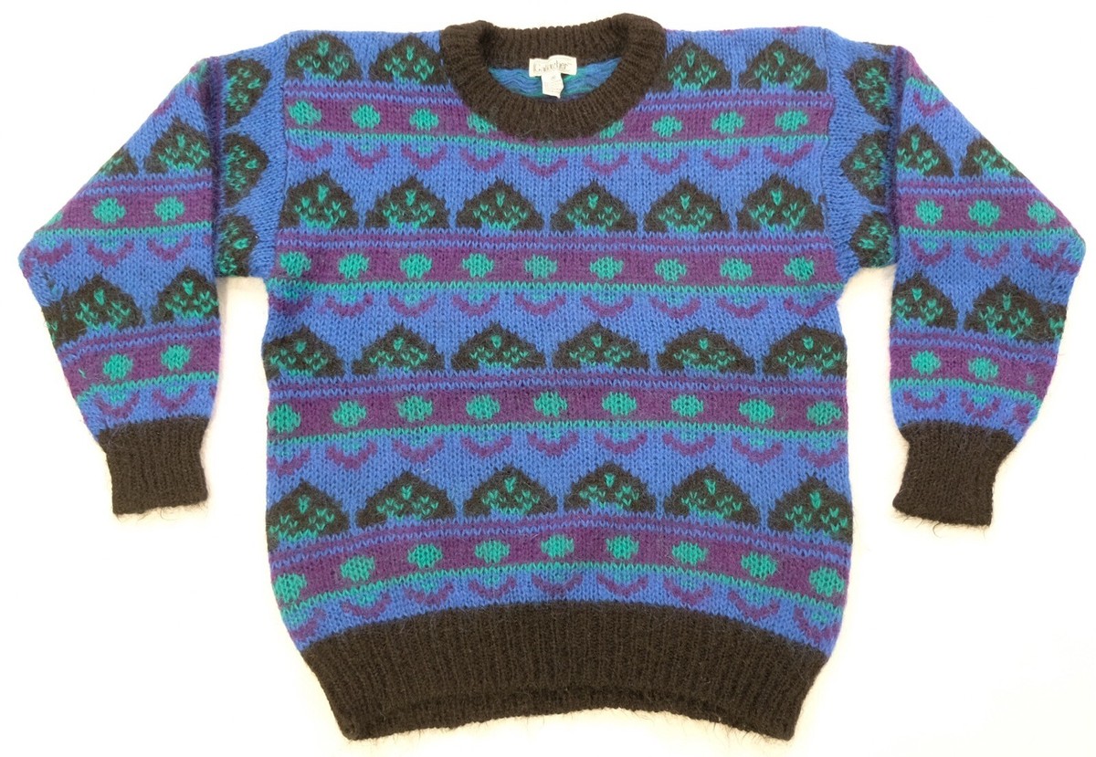 Rare Vintage GALLAGHER Striped Pattern Pullover Knit Mohair Blend