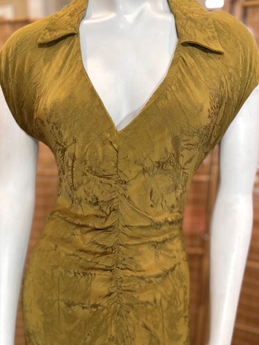 Zara Woman DRAPED JACQUARD MIDI DRESS VNeck Ruched Collared Shirt Bodycon Party - Foto 5 di 6