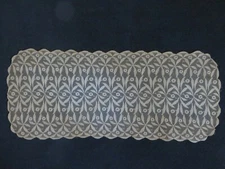 Vintage Linen Embroidered Table Runner or Dresser Cloth 31x13 Beige