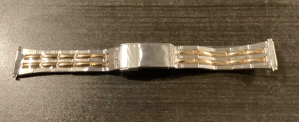 Speidel Vintage Stainless & Gold Watchband Diver Clasp Adjust Ends 18 - 22mm NOS - Image 4 of 4