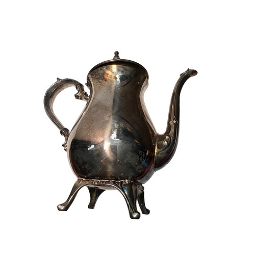 Vintage WM Rogers Footed Silver Plate Tea Pot Hinged Lid 10"H Scroll Design - Picture 5 of 8