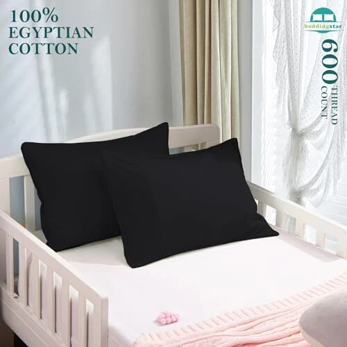 Travel Pillow Case 12x16 Size Egyptian Cotton Set of 2 Zipper Closure Toddler...