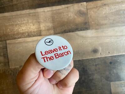 Leave It To The Baron Pin VTG Button Pinback Airline Memorabilia Lufthansa Plane