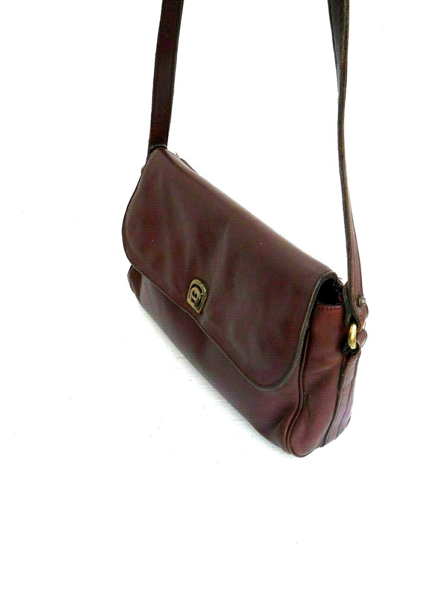 AIGNER ボストンバッグ ダークブラウン バーガンディー　レザー Etienne Aigner Vintage Classic Dark Burgundy Leather Semi-Baguette