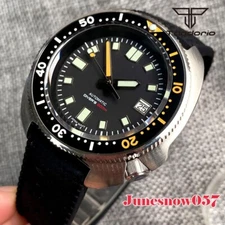 Tandorio Brushed Case 20ATM Black Sterile Dial Lume NH35 Auto Men Watch Sapphire