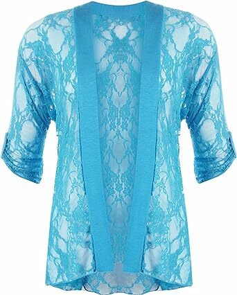 Ladies 3/4 Sleeve Lace Open Front Floral Lace Plus Size Bolero Cardigan Shrug - Picture 18 of 23
