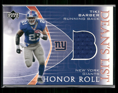 Tiki Barber 2003 Upper Deck Honor Roll Dean's List Jersey 