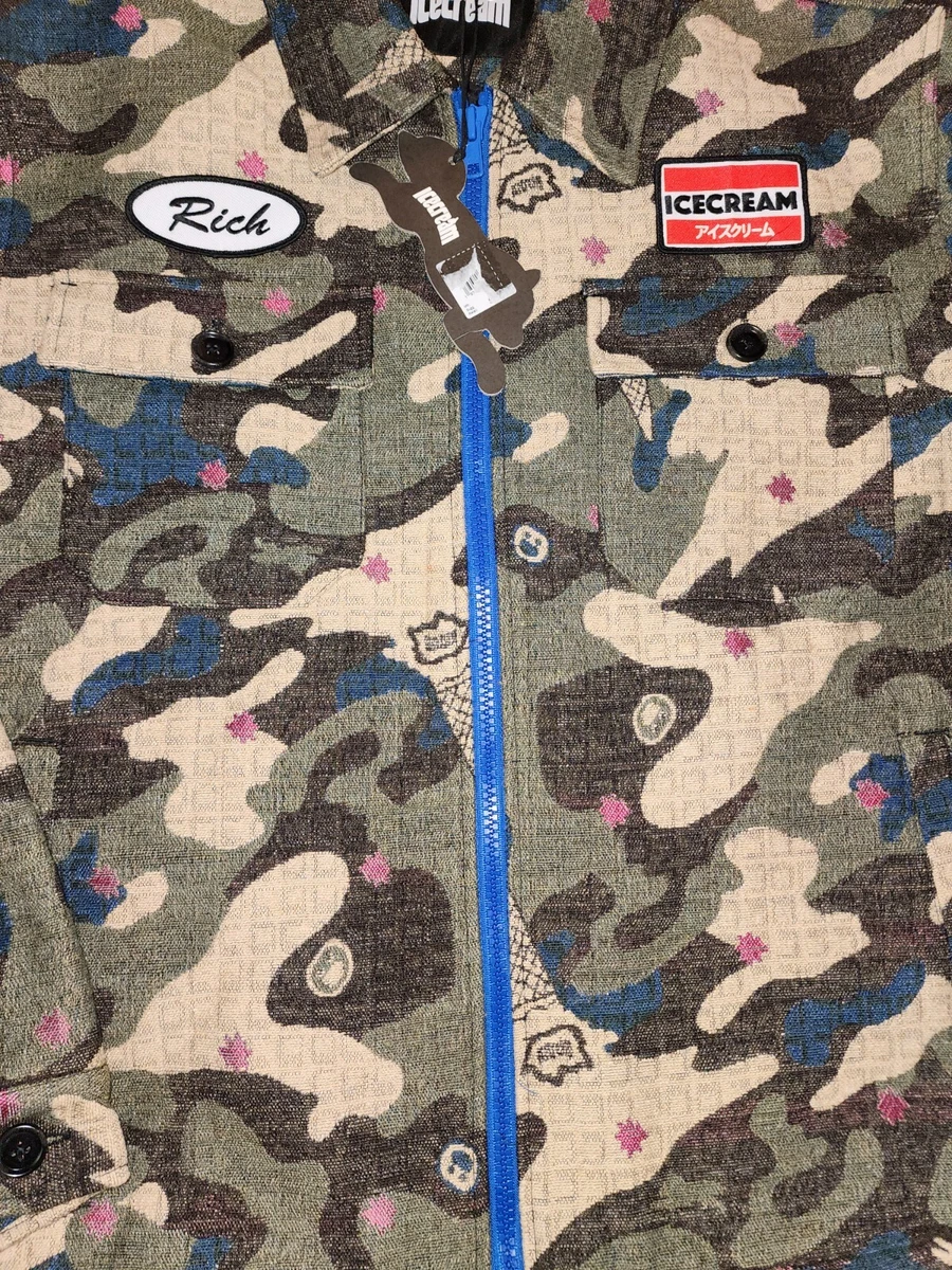 Billionaire Boys Club BBC Ice Cream Mens L Pepper Blue Green camo Jacket rich