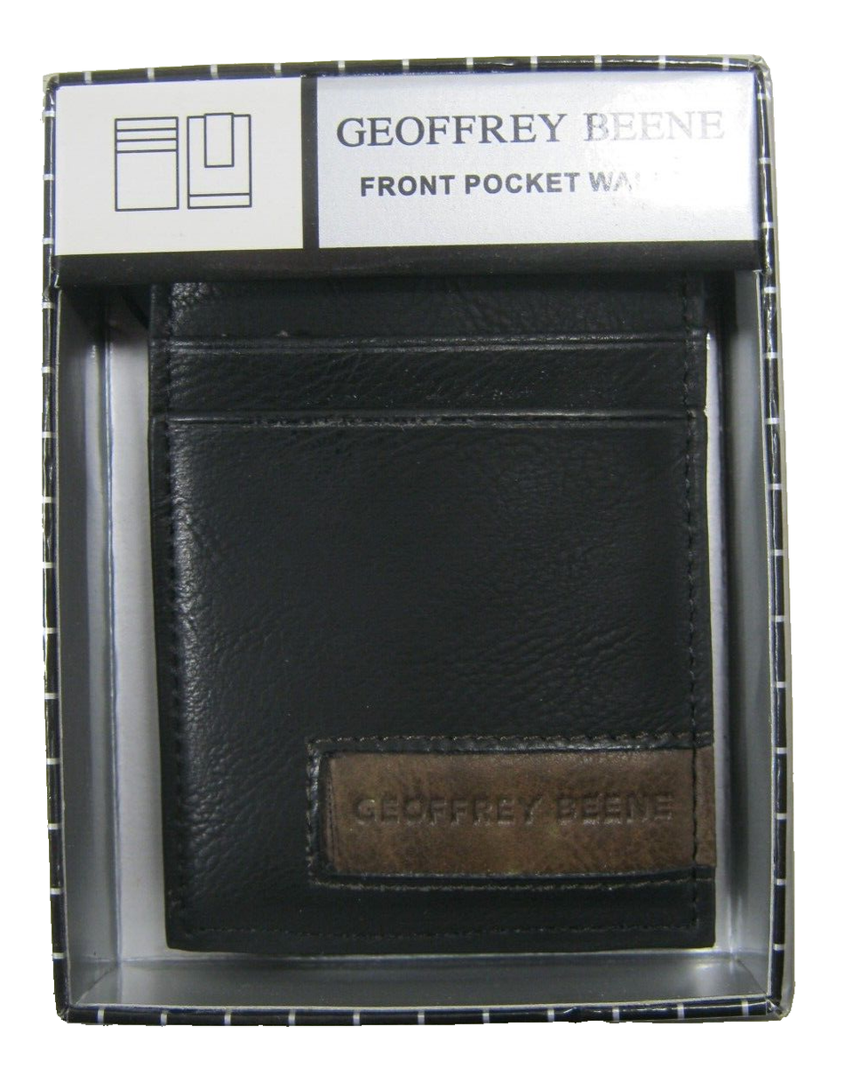Geoffrey Beene Men's Front Pocket Wallet Magnetic Money Clip Black