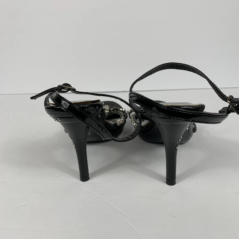 Delicacy Sling Back Heels Women’s 7 Black Rhinestone Infinity Formal Y2K Style - Image 3 of 4