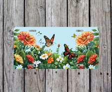 Orange Butterflies And Flowers Novelty License Plate Orange Butterflies And Flowers Novelty License Plate