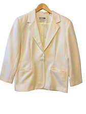 Leslie Fay Petite 12P Carries/Office Blazer White Made In The USA Vintage