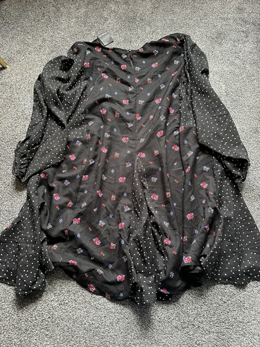 NWT Womens Simply Be Dress, Plus Size 30, Black, Polka Dot, Floral, Summer (27) - Picture 4 of 5