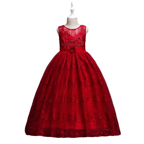 Elegant Flower Girls Wedding Bridesmaid Prom Gown Kids Princess Party Maxi Dress - Picture 28 of 133