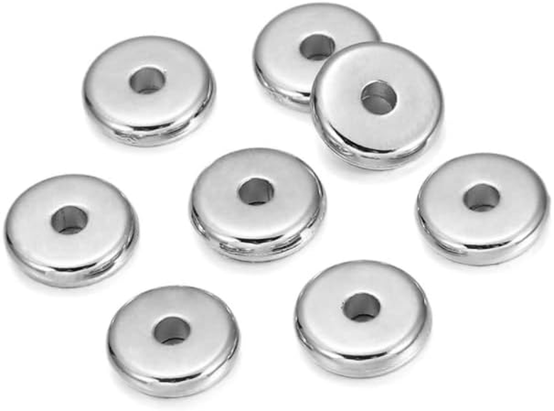 150 PCS 8Mm Silver Flat round Spacer Beads Disc Loose Jewelry Making