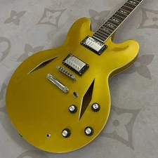 DG-335 Semi Hollow Body Electric Guitar Gold Mahogany Body Chrome parts in stock