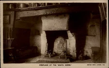 RPPC Fireplace White Horse London England vintage postcard x480