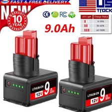 2PACK 9000mAh For Milwaukee 12Volt For M12 12V Battery with LED Indicator