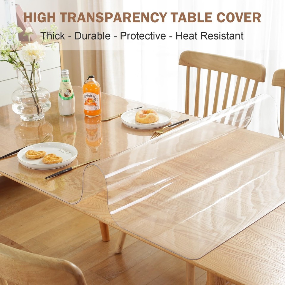 Royhom Clear Table Protector, 2mm Thick 96 X 40 Inch, Plastic Table Cover, Table - View #5