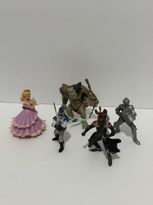 Papo Medieval Armored Knights Princess Green Orc Figurines Lot Of 5