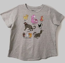 🐈Camiseta Disney Cats Damas Corte XL Gris Jaspeado Dibujos Animados Gato Dama Camisa Divertida Top