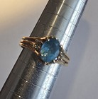 Vintage 14K Yellow Gold Light Blue Topaz Oval Ring Size 6 — photo 8