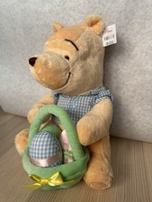 New Vintage Disney Store Easter Winnie Pooh Plush 14" w/ Egg Basket QUICK SHIP 