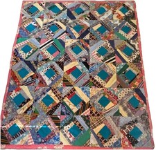 Antique Vintage 1960s Crazy Patchwork Quilt