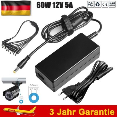 12V 5A Netzteil Ladegerät + 8 Split Lorex Defender CCTV DVR Kamera LED Streifen
